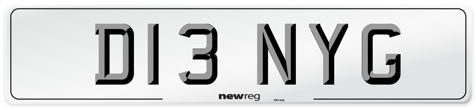 D13 NYG Number Plate from New Reg